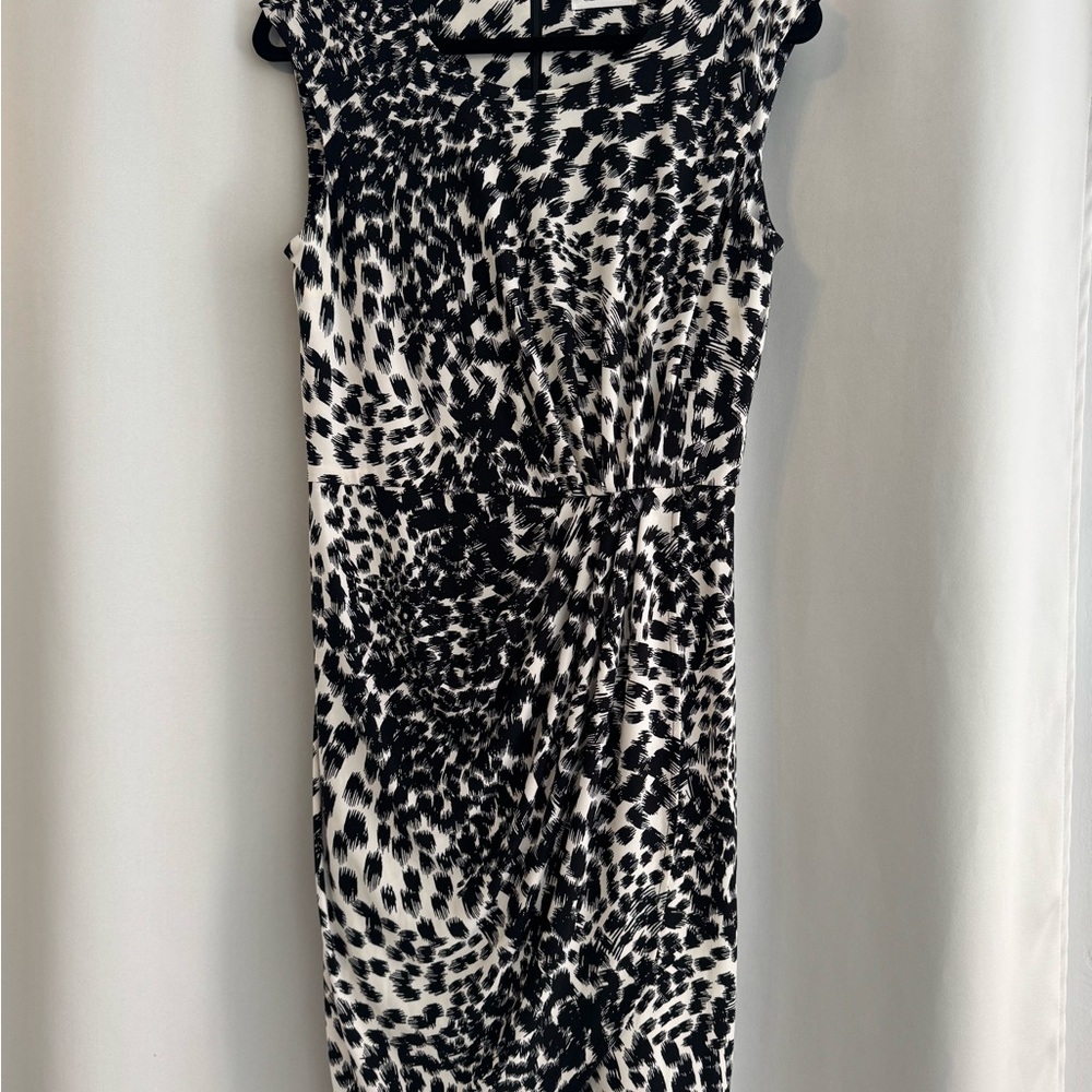 Calvin Klein Black and White Animal Print Midi Dress